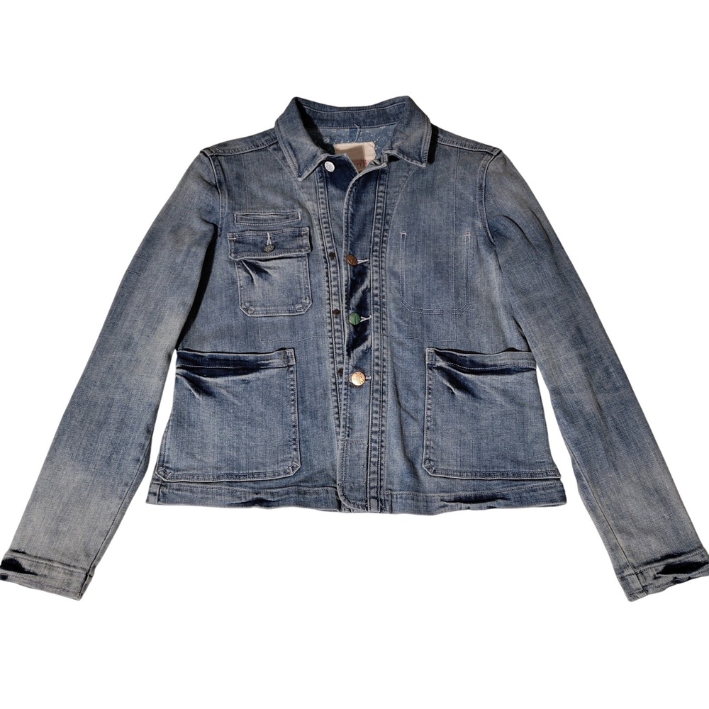 Sundance Womens Light Wash Denim Utility Jean Jacket Mixed Buttons Small